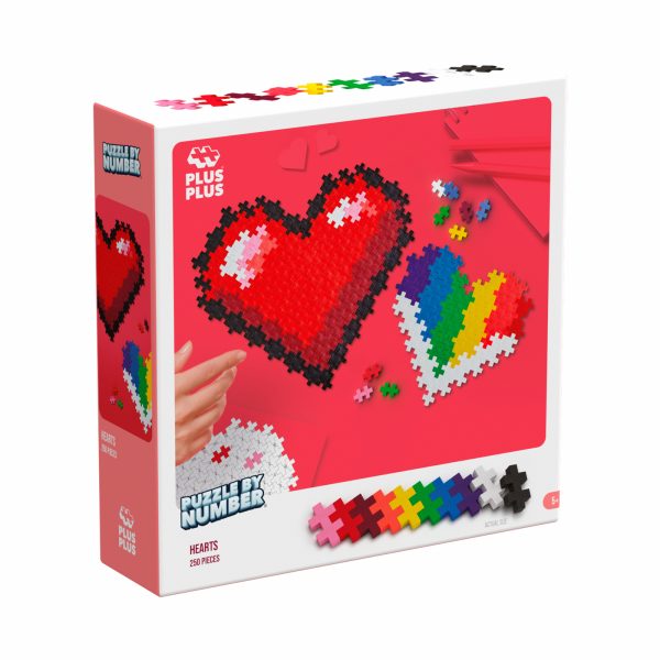 Puzzle pe numere Plus-Plus, 250 piese, Inimi