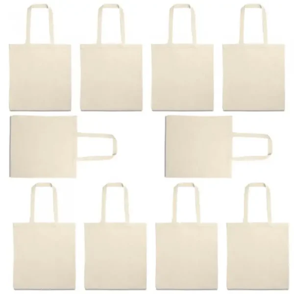 Set 10 Bucati Sacosa Din Bumbac 100%, 37 X 41 Cm, Manere 60 Cm, Gri - imagine 4