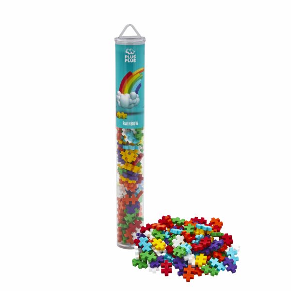 Set constructie Plus-Plus, tub 100 piese, Rainbow Mix, culorile curcubeului - imagine 2