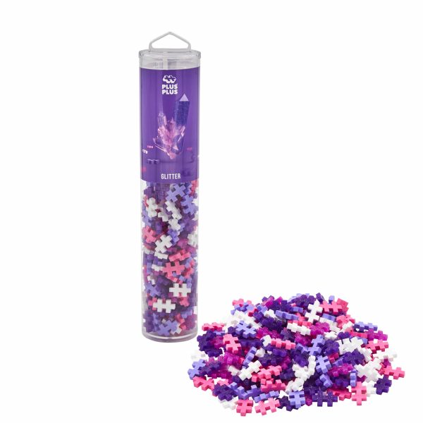 Set constructie Plus-Plus, tub 240 piese, Glitter Mix, culori cu sclipici - imagine 2