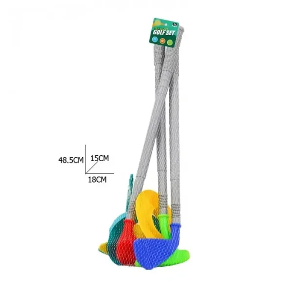 Set Mini Golf Pentru Copii, 3 Crose Si 2 Mingi, 2 Gauri, 2 Popice, 50 Cm, Multicolor, +3 Ani - imagine 3