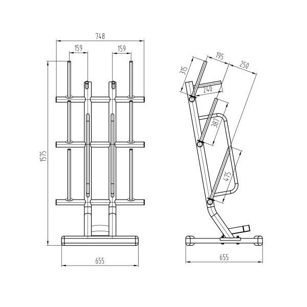 Suport pentru discuri si bare HMS STR40 PUMP RACK - imagine 4