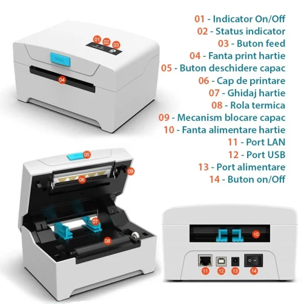 Imprimanta termica bluetooth, 80 mm, android / ios, suport hartie inclus - imagine 22