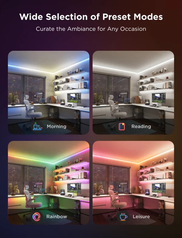Banda LED Govee COB H61E5 Pro, 3M, RGBIC+W, 1260 LEDs m, Alexa, Google Asistant, Matter, Bluetooth, Wi-Fi - imagine 5