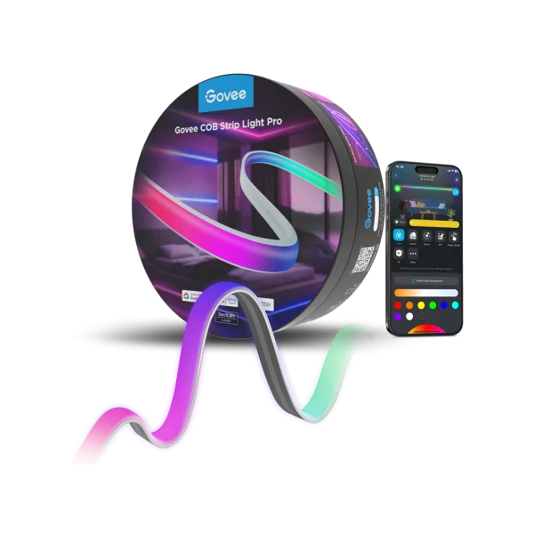 Banda LED Govee COB H61E5 Pro, 3M, RGBIC+W, 1260 LEDs m, Alexa, Google Asistant, Matter, Bluetooth, Wi-Fi
