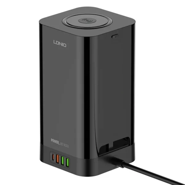 Prelungitor Tip Turn LDNIO SEW4485, Incarcator wireless, 3 prize, 3 X USB-A, 1 X USB-C, Incarcare rapida QC 3.0, 32W, 2m